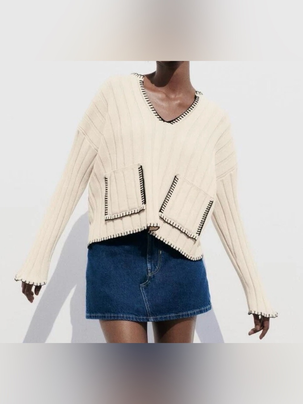 ZARA CREAM KNIT SWEATER